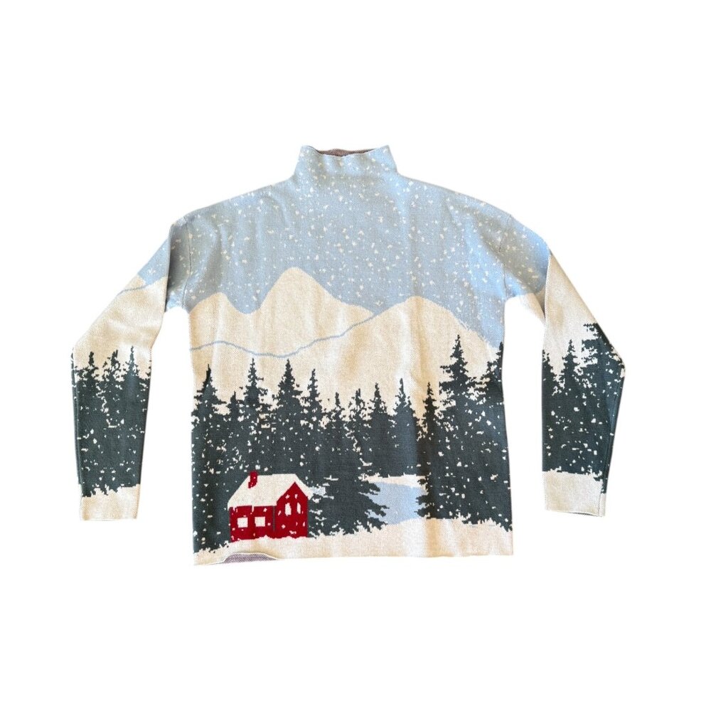 NWOT TAHARI Mock Neck Winter Scene Woman's Sweater Size Small - Picture 6 of 12